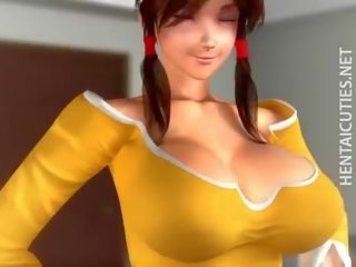 Rødhårete 3d hentai hakke gir muntlig kjønn